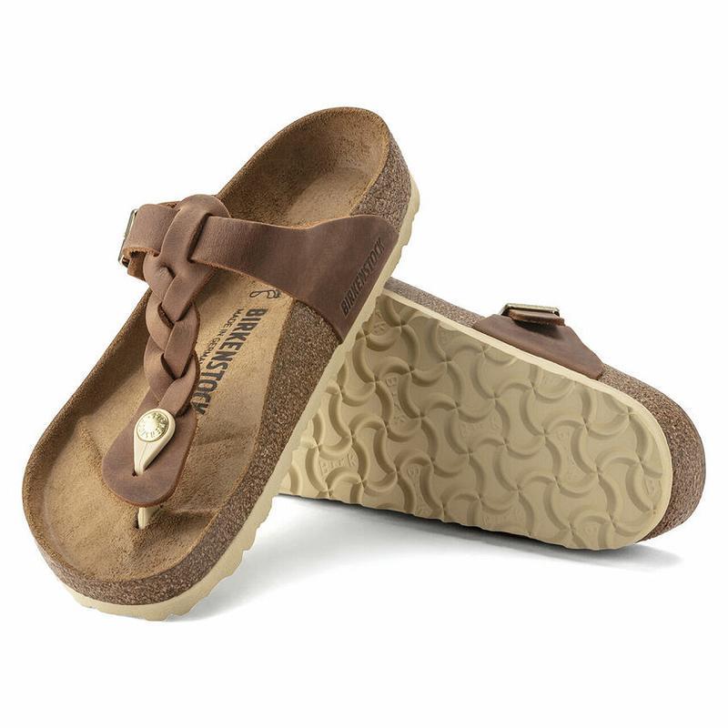 Birkenstock Braid Oiled Læder Gizeh Dame Brune | DK 428QMA